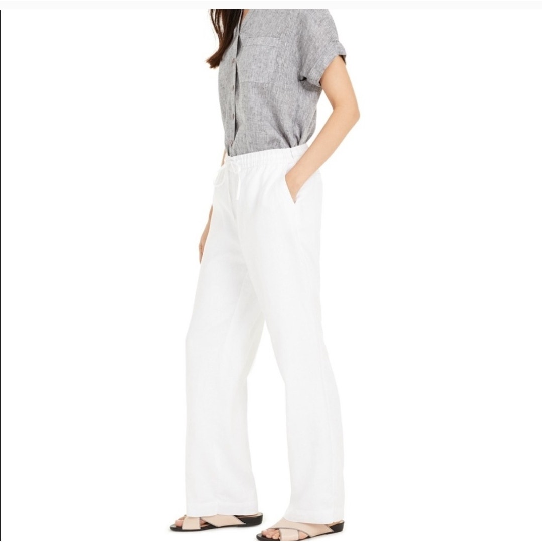 Charter Club Linen Pants Womens Linen White Size Xl Resortwear Vacation Nautical